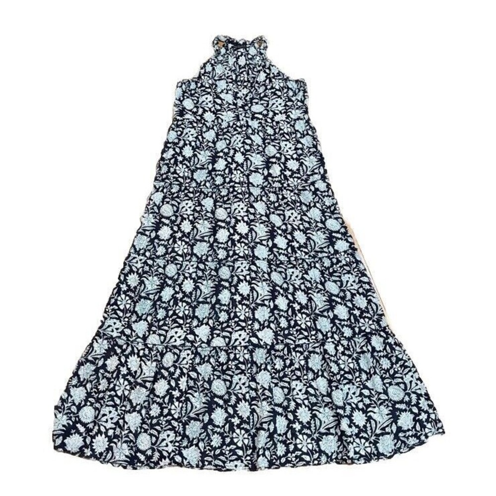 Lola Australia Maxi Dress Womens Size Medium M Navy Blue Floral Lightweight EUC